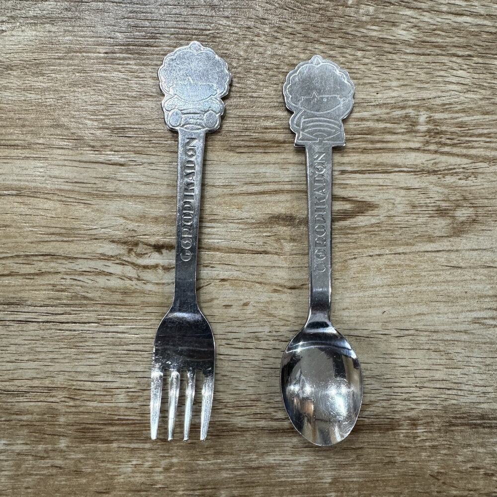 Vintage 1983 Sanrio Goropikadon Kids Fork & Spoon Set Made in Japan